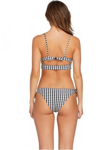 Tops Women's Plaid Attitude Scoop Neck Bikini Top - Dark Chocolate - CA18H0Q6KRM $34.73