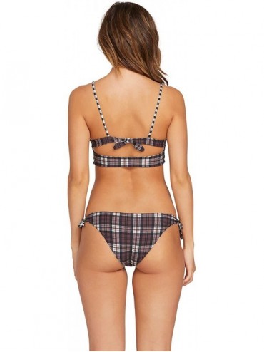 Tops Women's Plaid Attitude Scoop Neck Bikini Top - Dark Chocolate - CA18H0Q6KRM $34.73