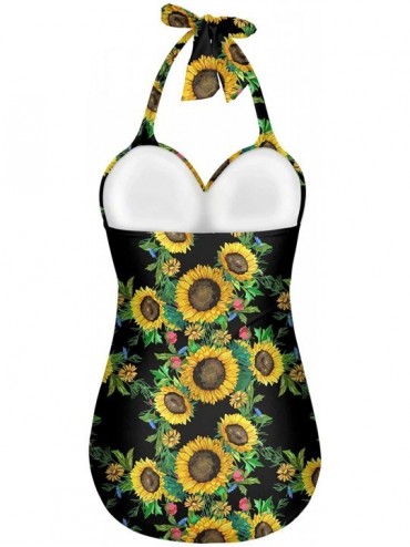 One-Pieces Vintage Halter Swimsuit Monokini One Piece Swimwear Bathing Suits - New Size-yellow/Black - CQ196T3T53I $29.60
