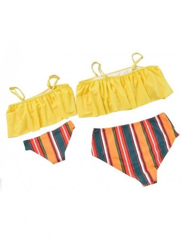 Sets Swimsuit Women's Retro Boho Flounce Falbala High Waist Bikini Set Two Piece Swimwear - Yellow - CX18SZUOT9G $13.79