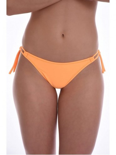 Tankinis Sexy Women's Bikini Bottom Thong Thin tie Side - Made in EU Lady Swimwear 100 - Apricot - C619DWT3TGD $14.93