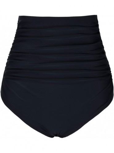 Tankinis Women's High Waisted Bikini Bottom Ruched Swim Brief Swim Shorts - Black - CA182EE9EZR $30.35