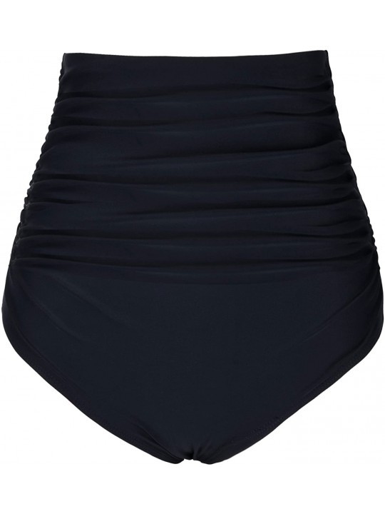 Tankinis Women's High Waisted Bikini Bottom Ruched Swim Brief Swim Shorts - Black - CA182EE9EZR $13.23