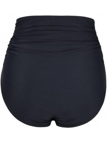 Tankinis Women's High Waisted Bikini Bottom Ruched Swim Brief Swim Shorts - Black - CA182EE9EZR $13.23