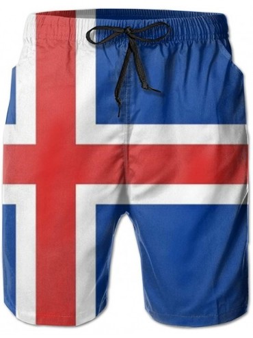 Board Shorts Relaxed Swim Trunks Big & Tall Half Pants for Men Boy- Loose Fast Dry Underwear - Iceland Republic Flag - C4196O...