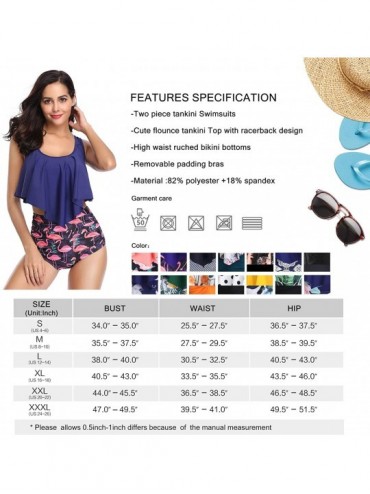 Sets Swimsuit for Women Two Piece Bathing Suit Top Ruffled Racerback High Waisted Tankini - Navy Bird - C318HRRQ427 $12.18