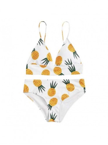 Sets Women Pineapple Print Bikini Push-Up Swimsuit Tube up Two Pieces Swimwear Beachwear-Summer Beach Vacation Bathing Swimmi...