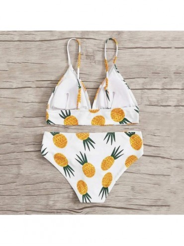 Sets Women Pineapple Print Bikini Push-Up Swimsuit Tube up Two Pieces Swimwear Beachwear-Summer Beach Vacation Bathing Swimmi...