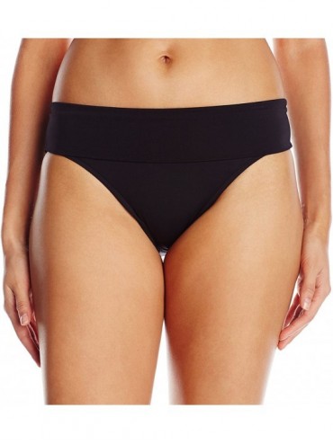 Bottoms Women's Roll Top Pant Bikini Bottom Swimsuit - Black - C611J1ELMLJ $62.17