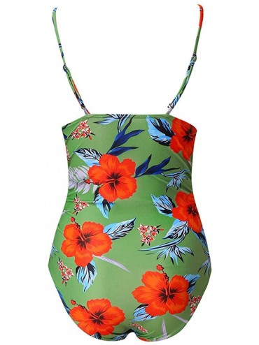 Racing Womens Front Ruched One Piece Swimsuit Tummy Control Slimming Bathing Suit Monokini - E-green - CE196MH04DT $10.32