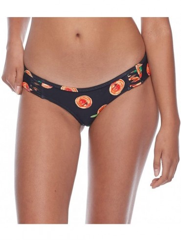 Tankinis Women's Rebel Bikini Bottom Swimsuit with Front Strappy Detail - Black Peach Print - CB18ZQCEST3 $57.80