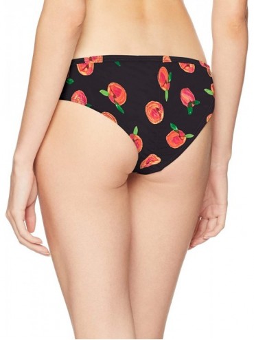 Tankinis Women's Rebel Bikini Bottom Swimsuit with Front Strappy Detail - Black Peach Print - CB18ZQCEST3 $29.66