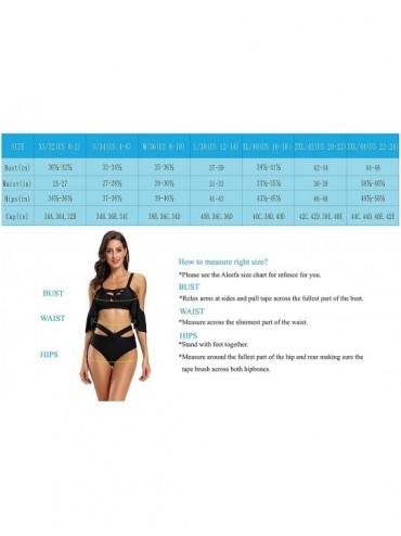 Sets Womens Bikini Sets Two Pieces Ruffled Swimsuits Tummy Control Bathing Suits - 5 Black - C0192U2GOOZ $33.97