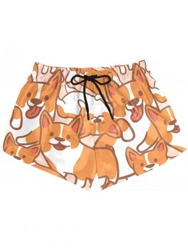 Board Shorts Womens Girls Summer Beachwear Transgender Pride Flag Swimsuits Beach Shorts - Seamless Cute Puppy Corgi - CG18M3...