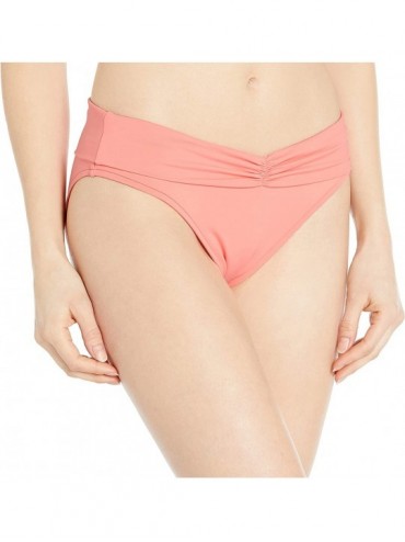 Bottoms Women's V Band Retro Bikini Bottom Swimsuit - Seafolly Peach - CN18OEKLOI6 $80.94