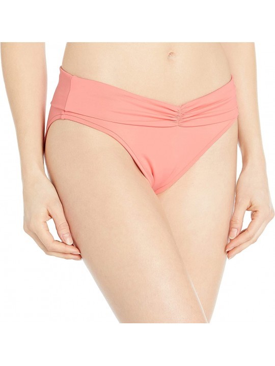 Bottoms Women's V Band Retro Bikini Bottom Swimsuit - Seafolly Peach - CN18OEKLOI6 $52.11