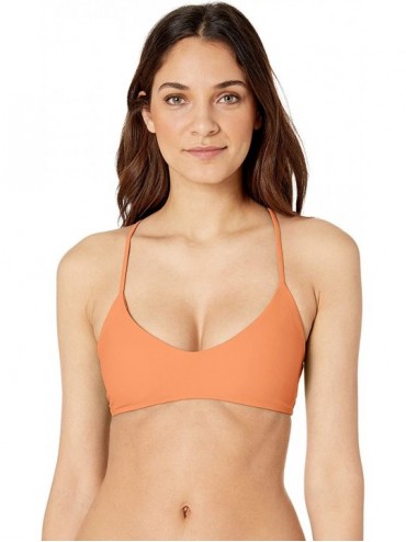 Sets Women's Smoothies Alani Solid Strappy Back Halter Bikini Top Swimsuit - Mango - C518E6H69LN $40.02