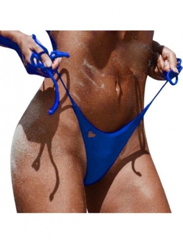 Tankinis Women Sexy Thong Swimwear Lady Solid Brazilian Cheeky Bikini Swimsuit Bottom Bandage Side Tie Thong Beahwear Blue - ...