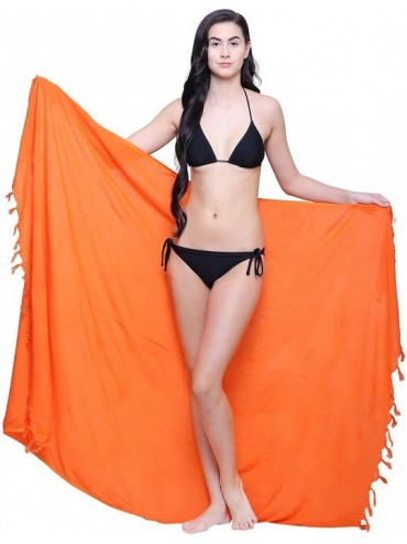 Cover-Ups Womens Sarong Pareo Soft Rayon Cover Up Wrap Beach - Orange - C518L6AXH75 $29.49