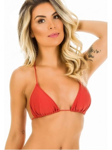 Tops Coqueta Swimwear Women's Brazilian Bikini Triangle Top Non Padded Sexy Separates - .Cinnamon - CI129X6E4EB $34.87