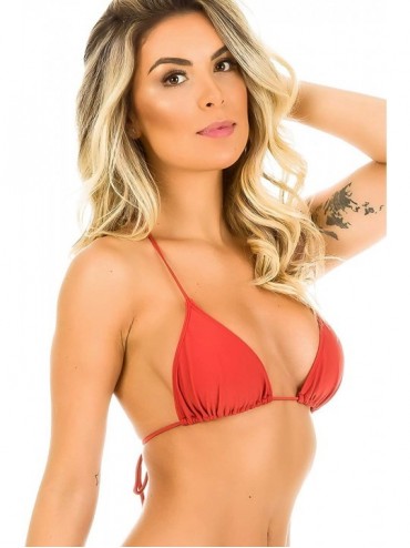 Tops Coqueta Swimwear Women's Brazilian Bikini Triangle Top Non Padded Sexy Separates - .Cinnamon - CI129X6E4EB $17.43