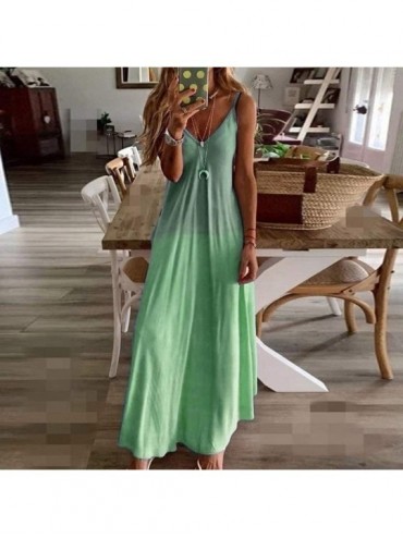Cover-Ups Long Summer Dresses for Women Womens Gradient Color Block Tie Dyed V Neck Sleeveless Loose Long Maxi Dresses Z01 gr...