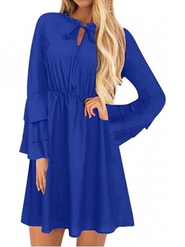 Cover-Ups Women's Flowy Sundress Flared Tunic Dress - C-blue - CC193MXDD7M $38.77