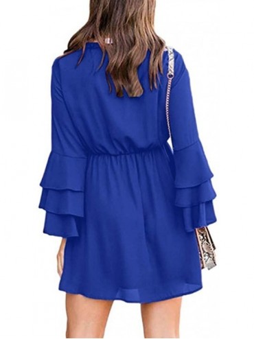 Cover-Ups Women's Flowy Sundress Flared Tunic Dress - C-blue - CC193MXDD7M $15.72