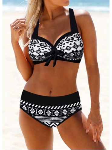 Sets Womens Printed Two Piece Swimsuits Tankini Tops Boyshort Bottom - Color-23 - C8190WZA42Z $25.35