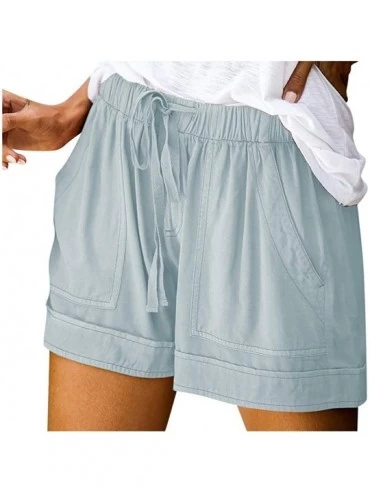 Board Shorts Comfy Drawstring Women Plus Shorts Elastic Waist - A Gray - CK190WY9KMN $21.56