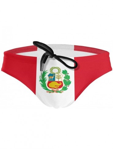 Briefs Men's Sexy Various Flag Printing Low Rise Briefs Bikini Swimwear Swimsuit with Drawstring - Flag of Peru - CX194ULYYC4...