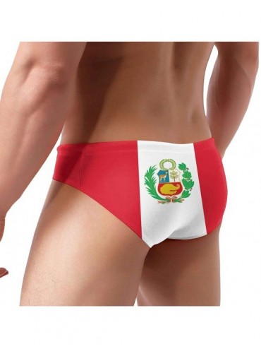 Briefs Men's Sexy Various Flag Printing Low Rise Briefs Bikini Swimwear Swimsuit with Drawstring - Flag of Peru - CX194ULYYC4...