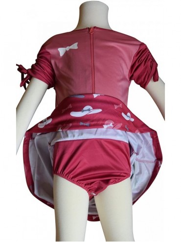 Racing Swim Dress- Modest Swimsuit for Women/Girls -One Piece Attached to Beach Coverup - Pink-aqua - CW18Q6IXUYQ $30.31
