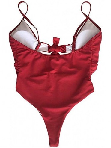 One-Pieces Womens Swimming Padded Swimsuit Push Up Bikini Sets Swimwear one Piece - Wine - CI18TISLS4O $11.78