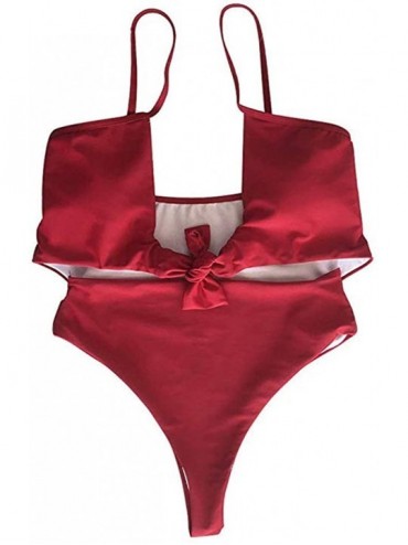 One-Pieces Womens Swimming Padded Swimsuit Push Up Bikini Sets Swimwear one Piece - Wine - CI18TISLS4O $11.78
