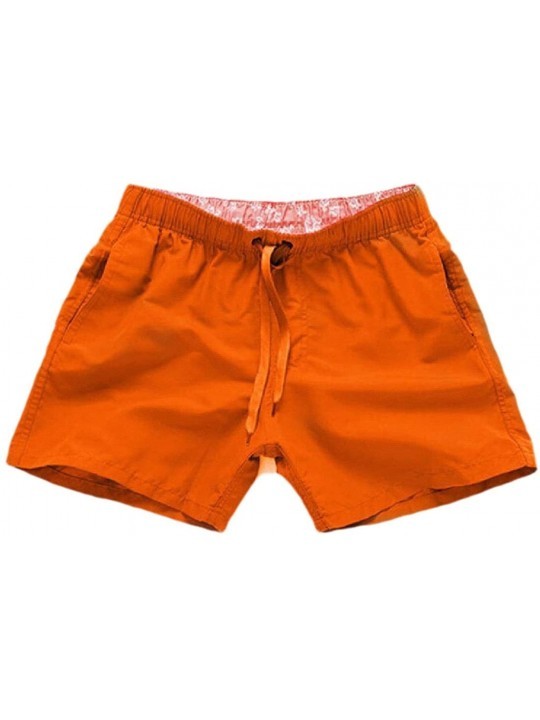Briefs Mens Swimming Shorts Swimwear Swimsuit Boardshorts with Pocket - Orange - CD18UZLYYQ6 $18.08