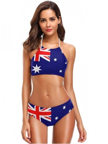 Sets Black and White American Flag Sexy Two Piece Bikini Swimsuit Swimwear Set for Women - Australian Flag - C818OM493YG $42.86