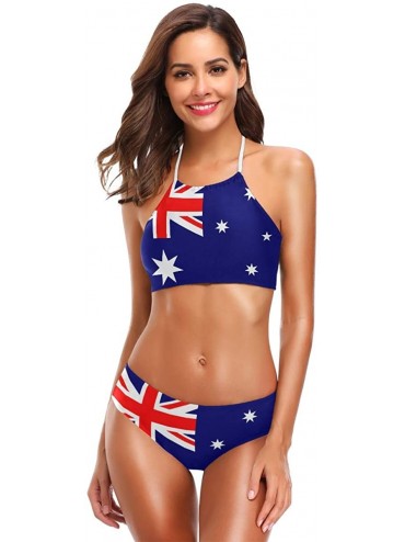 Sets Black and White American Flag Sexy Two Piece Bikini Swimsuit Swimwear Set for Women - Australian Flag - C818OM493YG $26.42