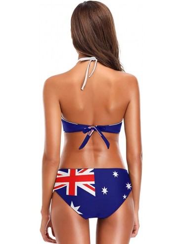 Sets Black and White American Flag Sexy Two Piece Bikini Swimsuit Swimwear Set for Women - Australian Flag - C818OM493YG $26.42