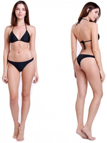 Bottoms Swimwear Womens Sexy Teeny Mini Brazilian Bikini Thong Swimsuit Bottom Cheeky T Back - Black - CQ18GWIHEMH $10.25