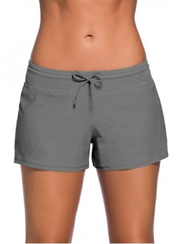 Bottoms Womens Summer Sports Bottom Slit Swim Beach Board Shorts Plus Size - Grey - CP189AKO5QY $36.90