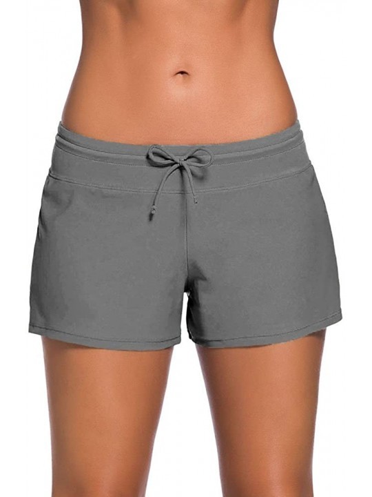 Bottoms Womens Summer Sports Bottom Slit Swim Beach Board Shorts Plus Size - Grey - CP189AKO5QY $20.88