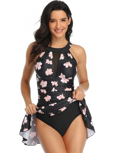 One-Pieces Swimsuits for Women Women's Floral Printing One Piece Swimsuit Swimwear Beachwear Swimdress with Bottom Floral Pin...