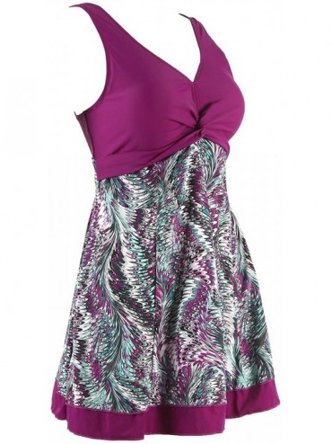 One-Pieces One Piece Shaping Body Floral Swimwear Plus Size Bathing Suit for Women - Purple - CS12GGC6QYB $22.16