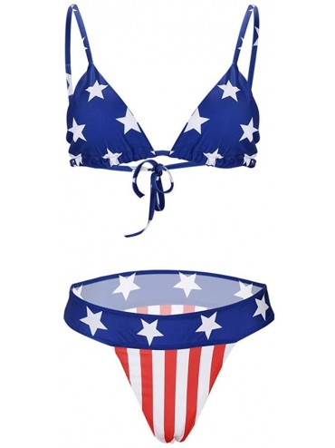 Sets Women 2 Pieces Swimsuit Summer-SIN+MON Women's Sexy American Flag Print 4th July Bikini Set Swimwear Beachwear Bathing S...