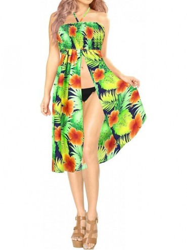 Cover-Ups Women's Plus Size Tube Bohemian Beach Dress Cover-up Dress Printed B - Summer Orange_r695 - CX12NS6CNMB $40.52