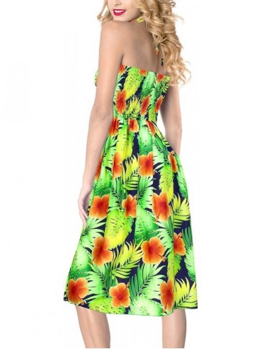 Cover-Ups Women's Plus Size Tube Bohemian Beach Dress Cover-up Dress Printed B - Summer Orange_r695 - CX12NS6CNMB $16.85