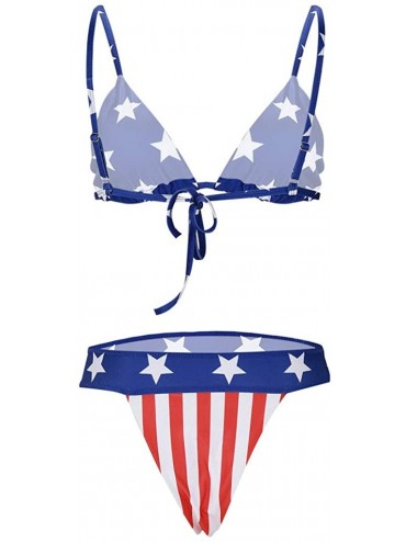 Sets Women 2 Pieces Swimsuit Summer-SIN+MON Women's Sexy American Flag Print 4th July Bikini Set Swimwear Beachwear Bathing S...