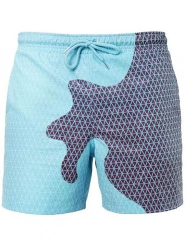 Trunks Mens Swim Trunks Shorts Temperature-Sensitive Color-Changing Beach Pants - C Blue - CE1906HZ6G5 $41.30