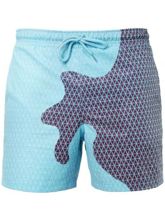 Trunks Mens Swim Trunks Shorts Temperature-Sensitive Color-Changing Beach Pants - C Blue - CE1906HZ6G5 $20.37